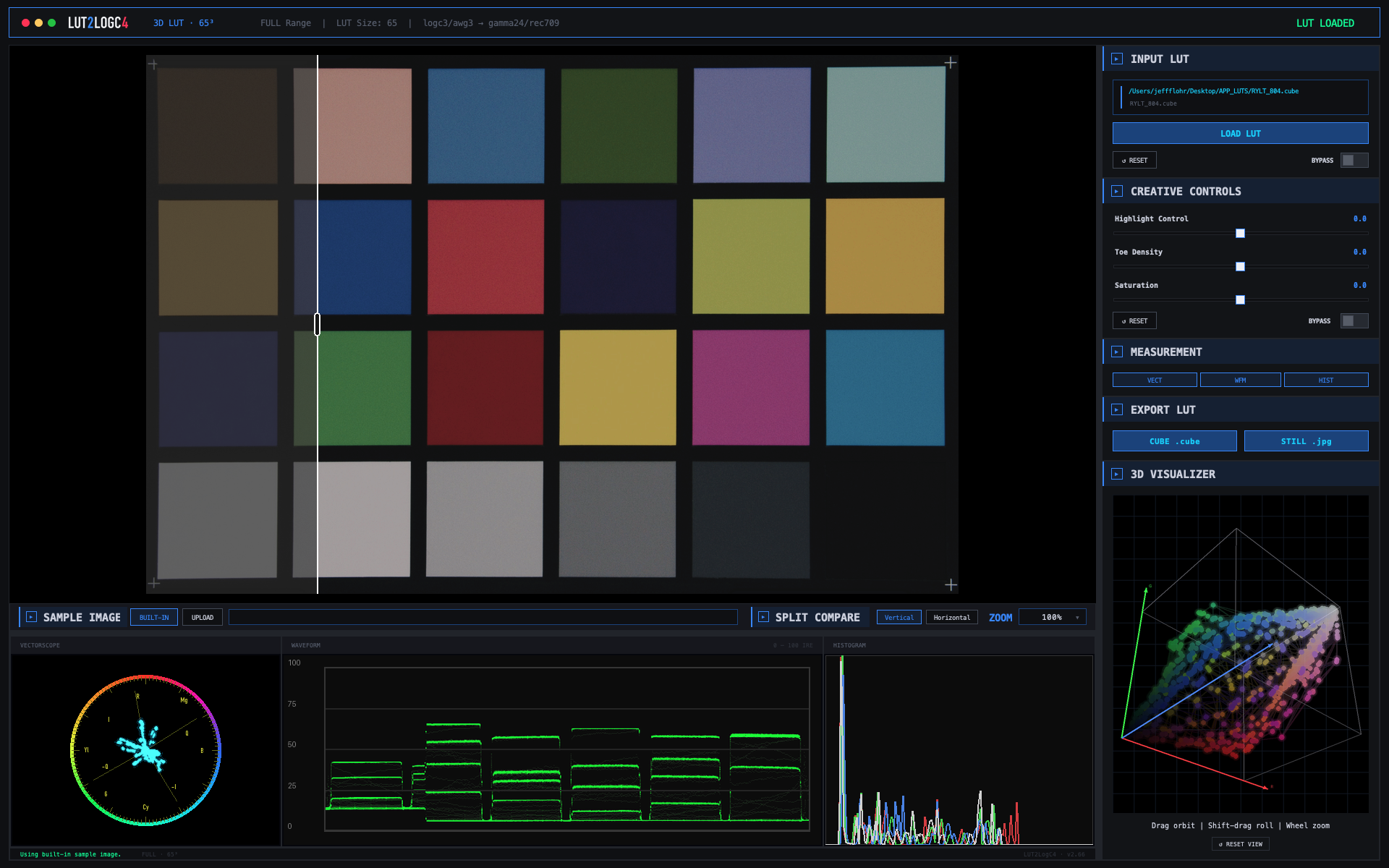LUT2LogC4 full application interface